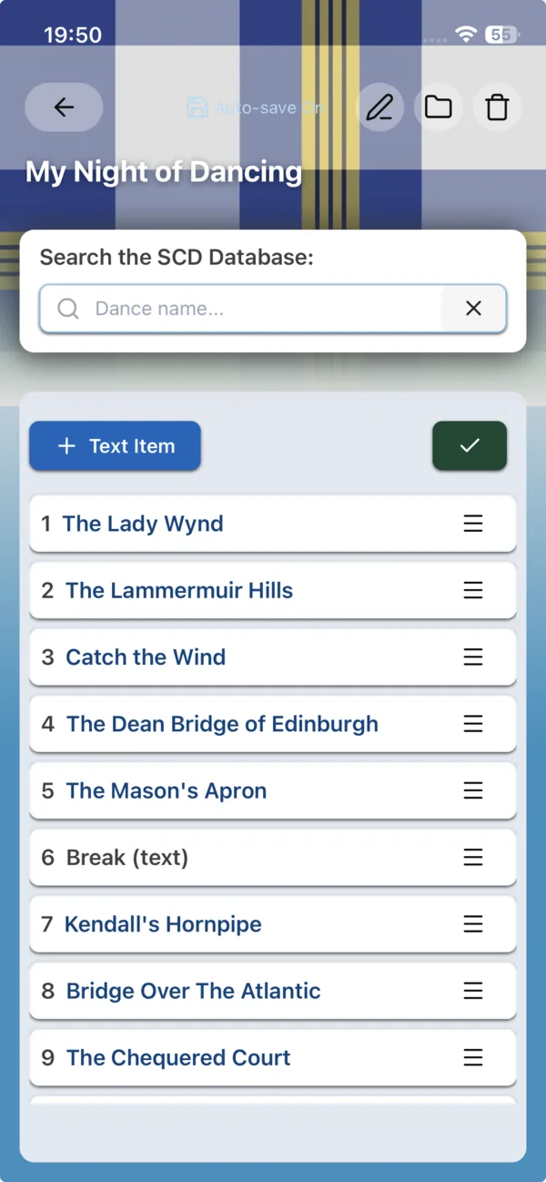 Custom dance list builder